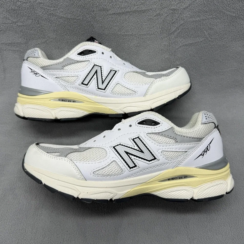 New Balance 990v3 Shoes Mens Size 6.5 White Made In USA Sneakers D M990AL3